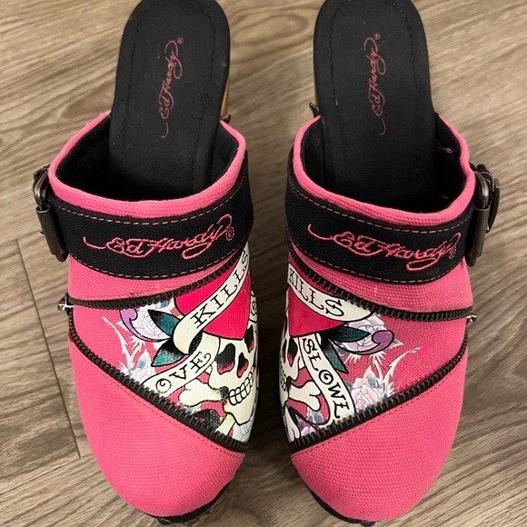 ED HARDY pink zipper mules - Picture 2 of 7